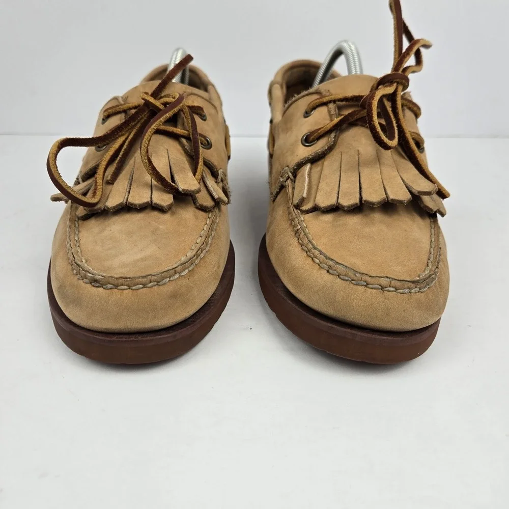 Vintage Polo Country Rough Suede Fringe Loafers Men's 10D Boating Preppy VTG